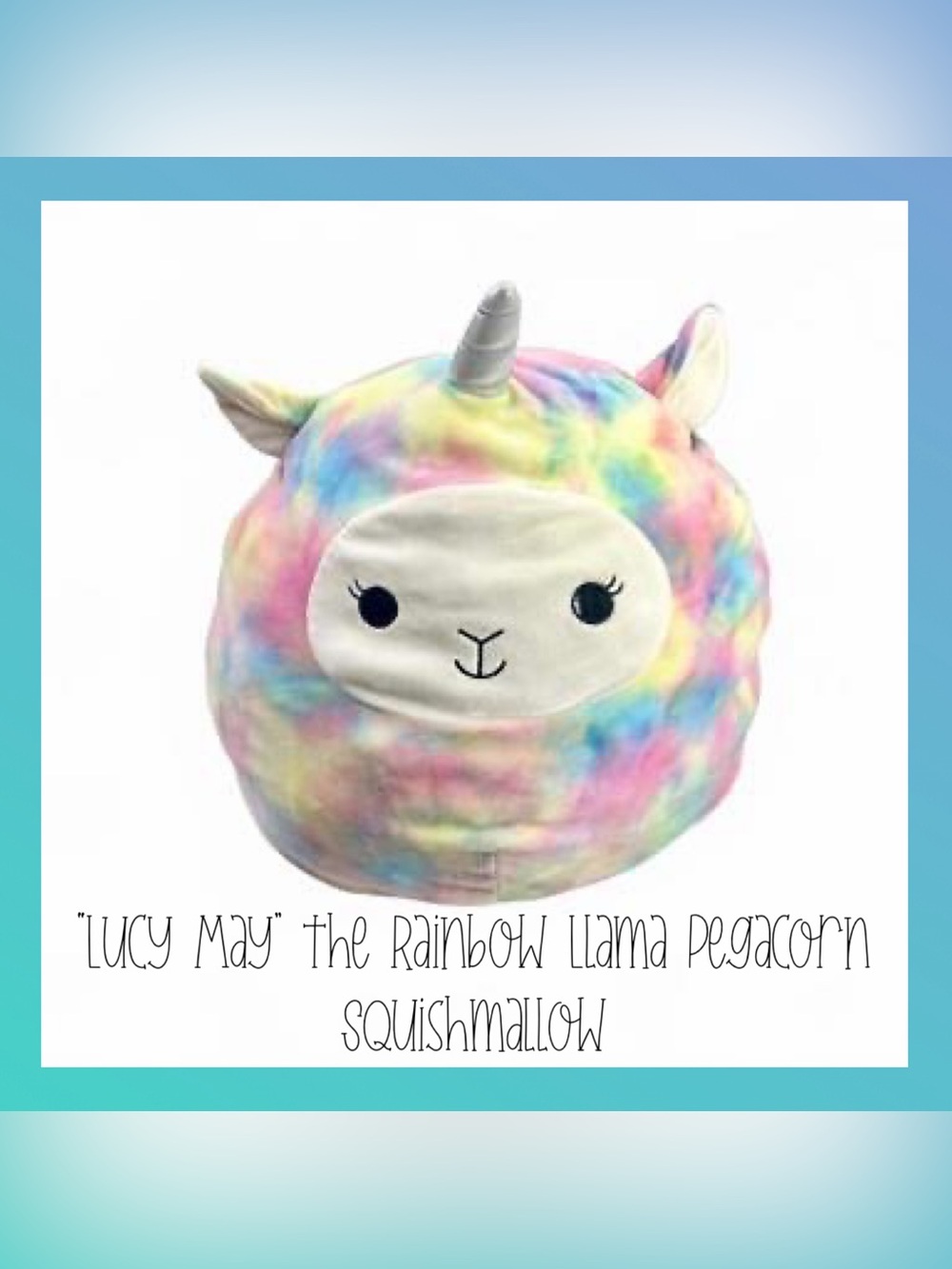 EUC 16” Squishmallow “Lucy-May” the Rainbow Llama Pegacorn Plush